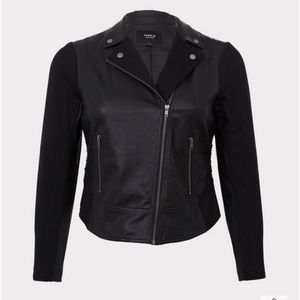 TORRID Black Faux Leather and Ponte Moto Jacket size 1